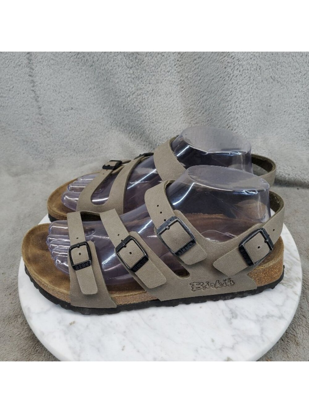 Birkenstock Shoes Womens Size 7 Canberra Beige Faux Leather Sandals *Read*